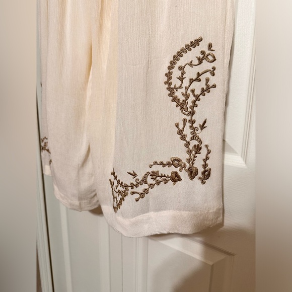 Elie Tahari Buttercream Embroidered Wide Leg Flowy Pants - Picture 2 of 9